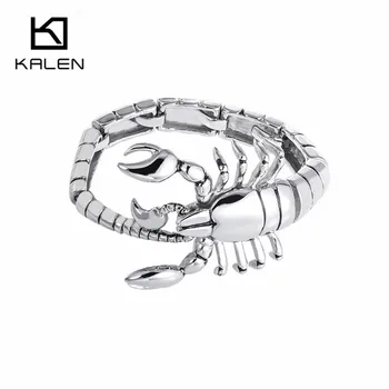 

Kalen Men's Scorpions Bracelet Stainless Steel Rock Animal Scorpions Head Charm Bracelet Wrap Bangle Male Wholesale Jewelry Gift