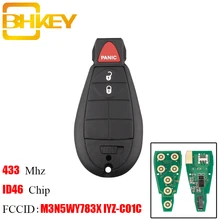 Bhkey chave de botão remota inteligente, chave remota de 433mhz para dodge 08-14 grand caravan 09, 2 + 1 botões-13 jornada para as chaves do dodge