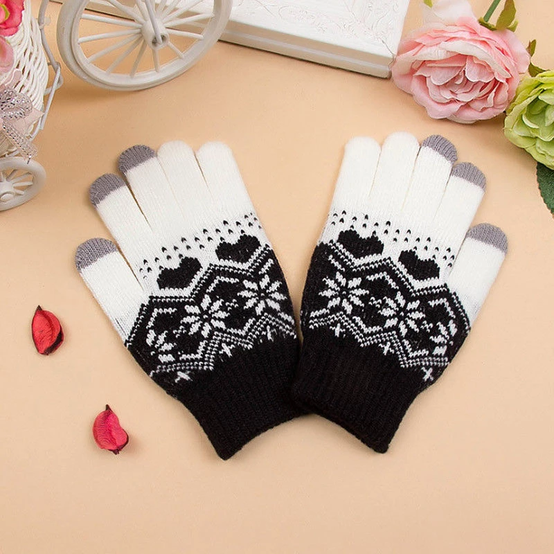Зимние женские перчатки с сенсорным экраном, варежки для женщин, рождественские перчатки со снежинками, перчатки на запястье, перчатки для женщин