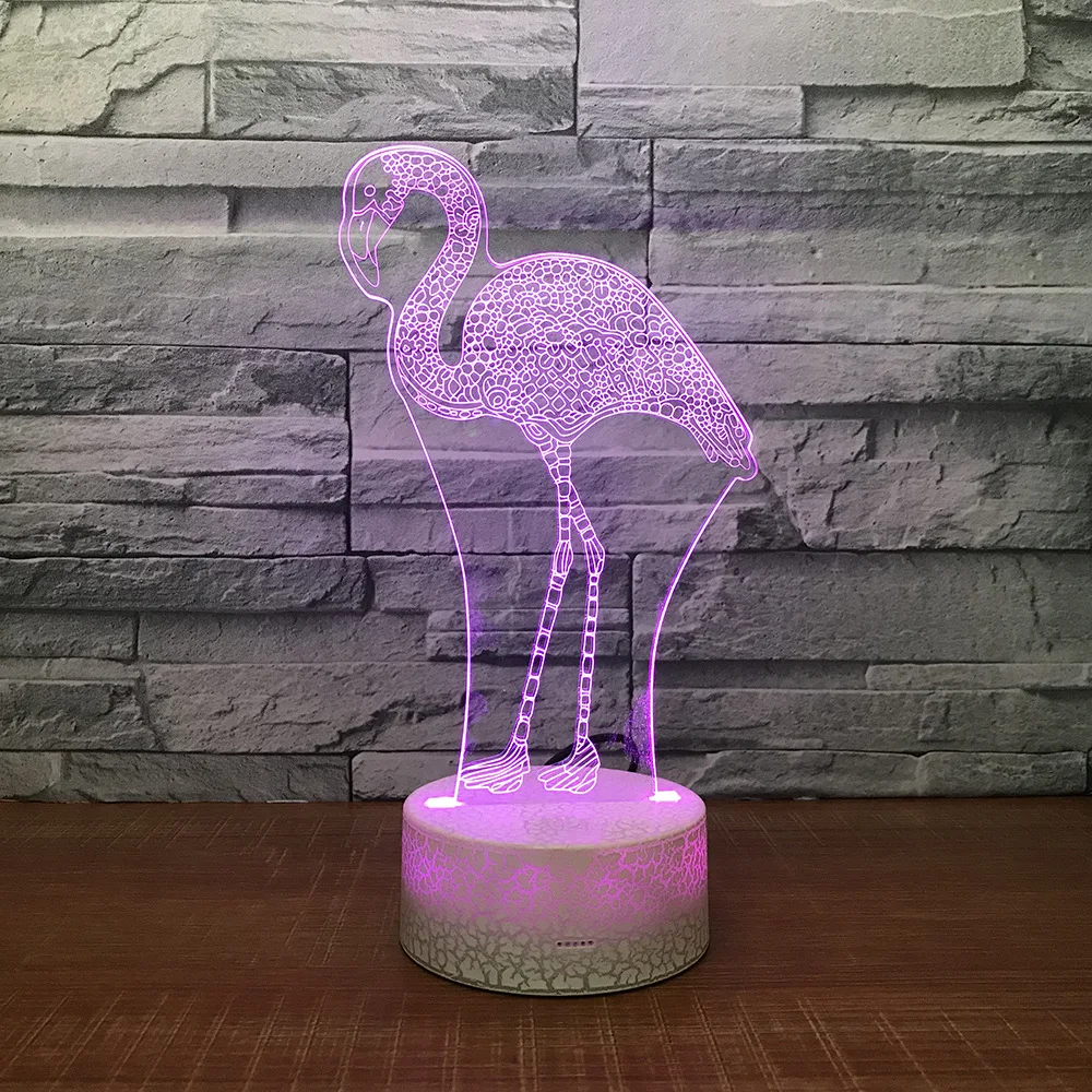 Фламинго 3D светодио дный гамма ночник 7 цветов изменить стол свет фигурки героев 117 мальчиков Штаны для девочек с рождественским