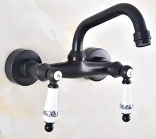 Best Offers Kitchen Wet Bar Bathroom Vessel Sink Faucet Black Oil Rubbed Brass Wall Mounted Swivel Spout Mixer Tap Dual Ceramic Lever mnf822 Best Offers Kitchen Wet Bar Bathroom Vessel Sink Faucet Black Oil Rubbed Brass Wall Mounted Swivel Spout Mixer Tap Dual Ceramic Lever mnf822