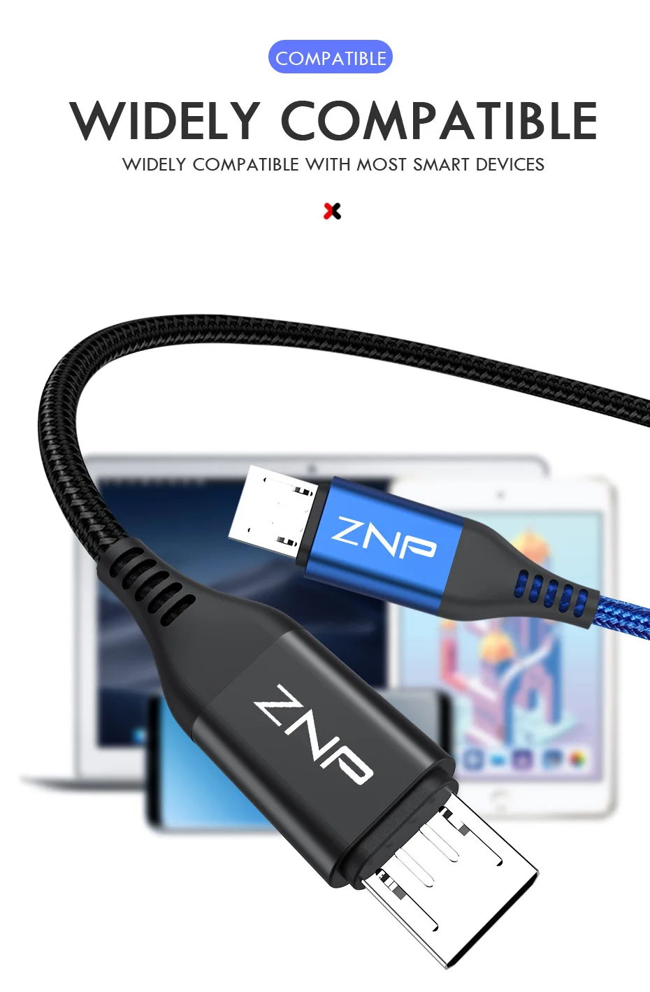 ZNP Micro USB кабель 3A нейлон Быстрая зарядка USB кабель для передачи данных для samsung Xiaomi Note 4 планшет Android мобильный телефон usb зарядный шнур