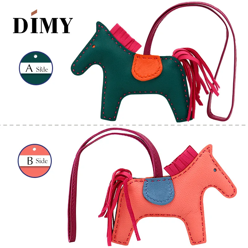 Latest fashion Genuine Leather Rodeo Pony Charm for women's Bag New Horse bag charm 2-side Bicolor PM 13*10 cheap purse charm