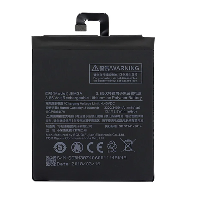 

Phone Battery BM3A For Xiaomi Note 3 Replacement Battery 3300mAh High Capacity Phone Batteries+Tools