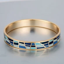 Famosa Marca de Joyería de La Vendimia del Brazalete del esmalte Amor Pulsera Pulseiras Pulseras Chapado En Oro de Los Brazaletes de Acero Inoxidable de 10mm de Ancho