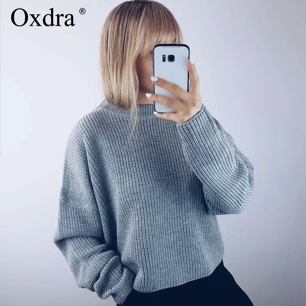 Oxdra пуловеры свитер свободные с круглым вырезом однотонные базовые свитера