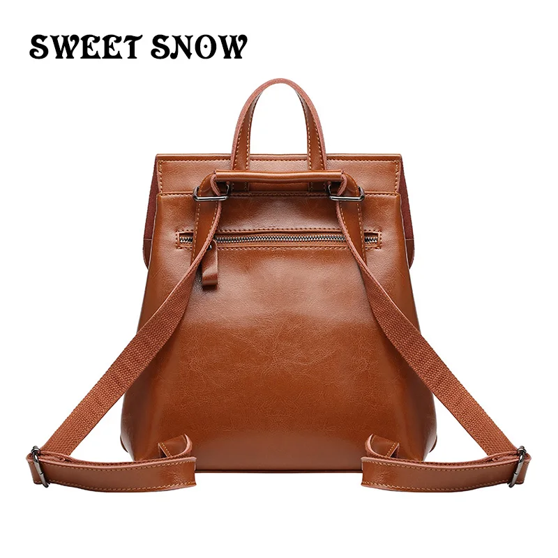 

New arrivals Cowhide Lady bags women backpack Simple Travel bag Korean version of the tide High capacity College style backpack