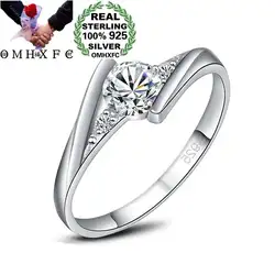 OMHXFC Оптовая Продажа Европейская мода для девушек и женщин вечерние день рождения свадьба подарок белый круглый Циркон 100% S925 кольцо