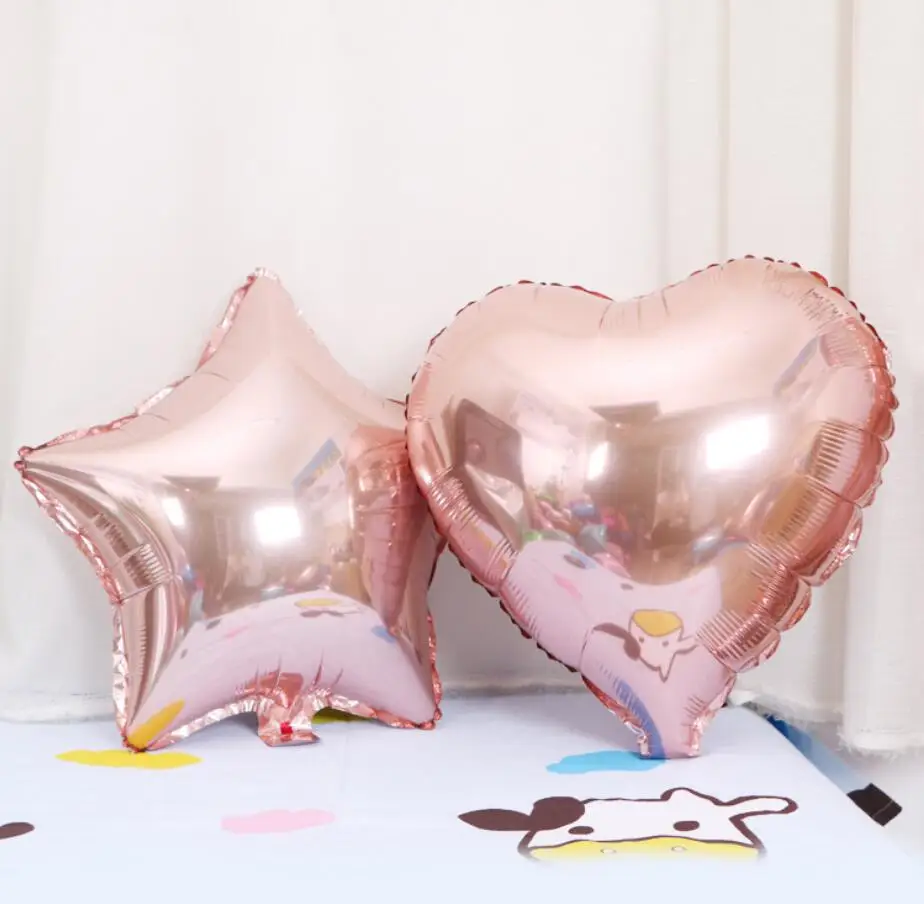 1PC 18 inch Rose gold Star Heart aluminum balloon colorful star heart helium foil ballon for wedding Birthday party decoration   (2)