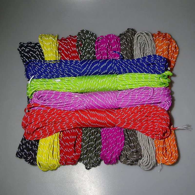 12 Colors 7 Strands Reflective Paracord For Outdoor Survival Bracelet Kit DIY Lanyard Camping Hiking Parachute Cord