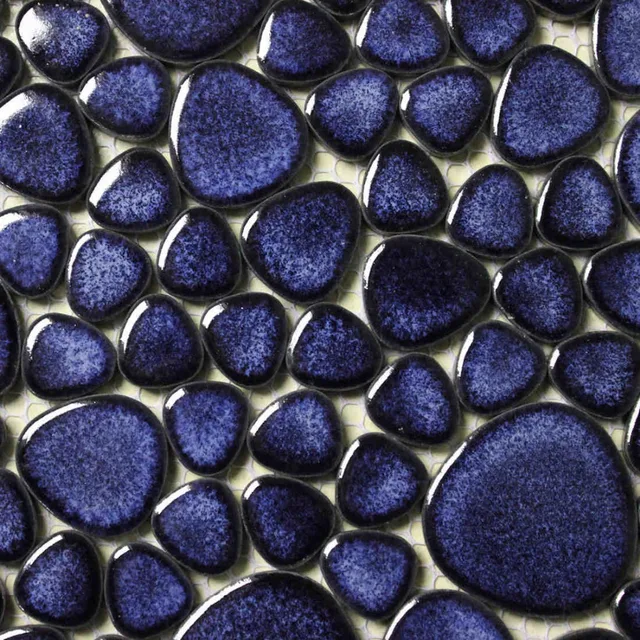 Navy Blue Porcelain Tile Pebble Mosaic Kitchen Backsplash Wall Navy Blue Porcelain Tile Pebble Mosaic Kitchen Backsplash Wall Paper Bathroom Swimming Pool Shower Garden Balcony