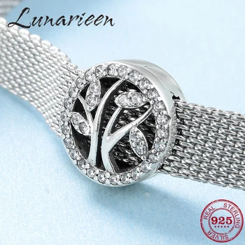 

High Quality 925 Sterling Silver Clear CZ Tree of life Clip Bead Charms Jewelry making Fit Original reflection Charm Bracelet