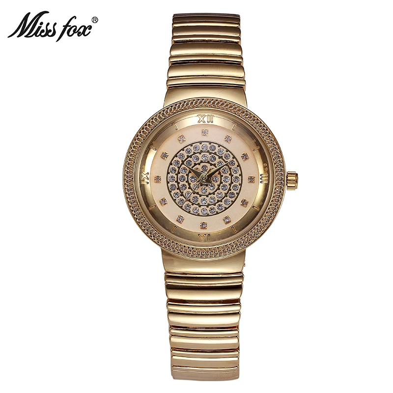 

Fashion Women Watch Half Diamond Mosaic Water Resistant Watches Stainless Steel Band Bracelet Clasp Gold Clock Casual Dress Wear