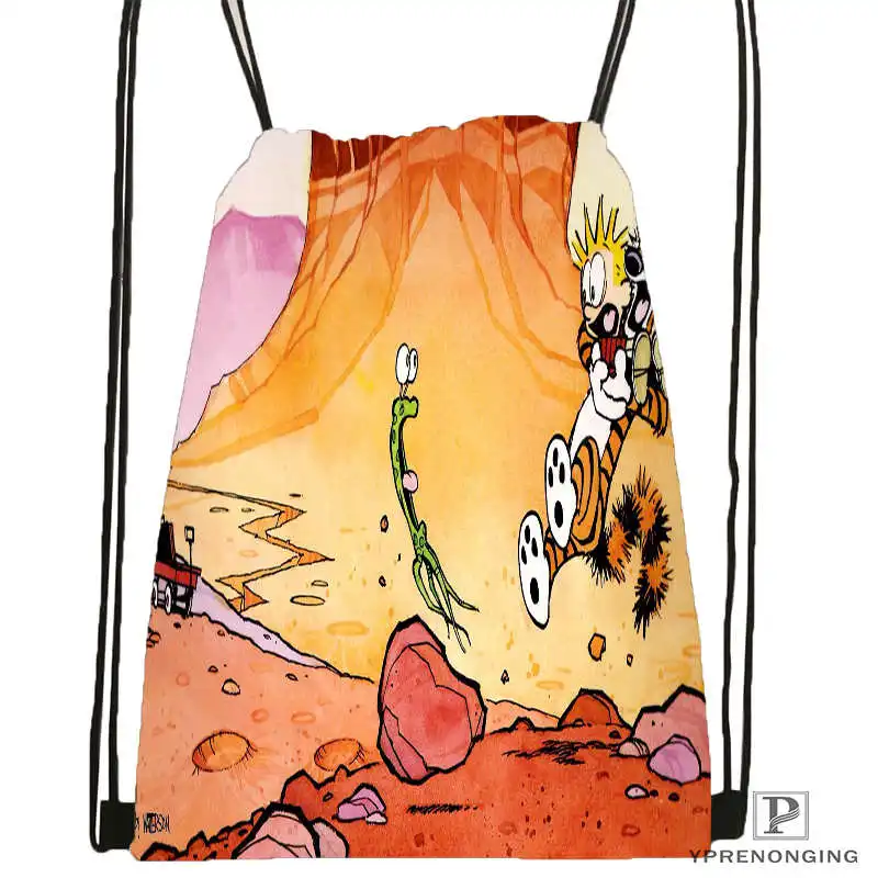 

Custom Calvin-And-Hobbes- DrawstringBackpackBagforMan Woman Cute Daypack Kids Satchel (Black Back) 31x40cm#20180611-03-161