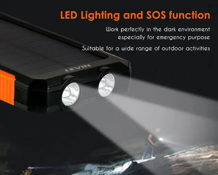 10000mAh Waterproof solar mobile power portable power bank Multipurpose External Battery Pack 10000mAh Waterproof solar mobile power portable power bank Multipurpose External Battery Pack