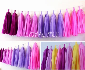 

14" (35cm) long 50cm wide 200pcs/lot Handmade Tissue Paper Tassel Garland Tissue Paper For wedding