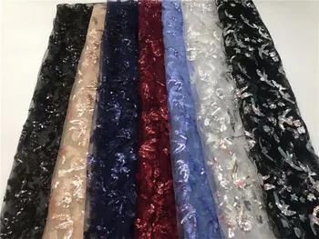 

New arrival sequins lace fabric 2018 high quality lace,Green Nigerian African Lace Fabric With Sequins For Wedding Party Dress