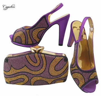 

Amazing purple wedding/party set lady pump shoes with evening bag set BCH-28 heel height 12cm 6 color