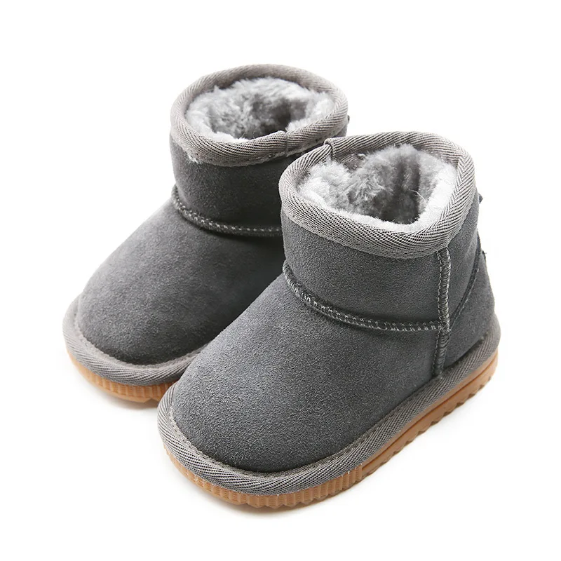 Зимние сапоги для девочек Утепленные зимние сапоги для малышей хлопковые сапоги для мальчиков натуральная детская кожаная обувь зимняя обувь