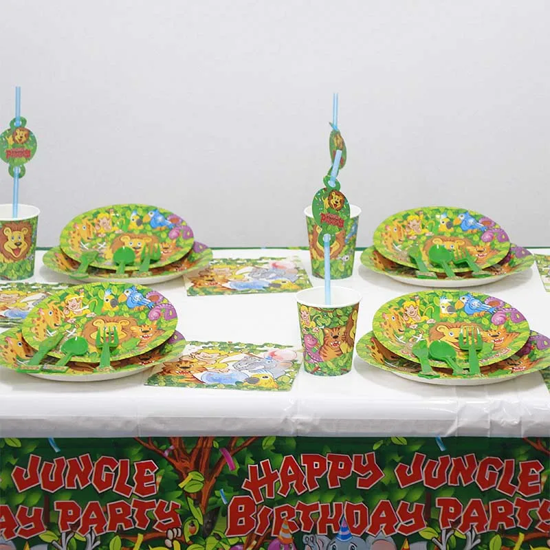Jungle party Safari тематические праздничные товары для дня рождения одноразовая посуда