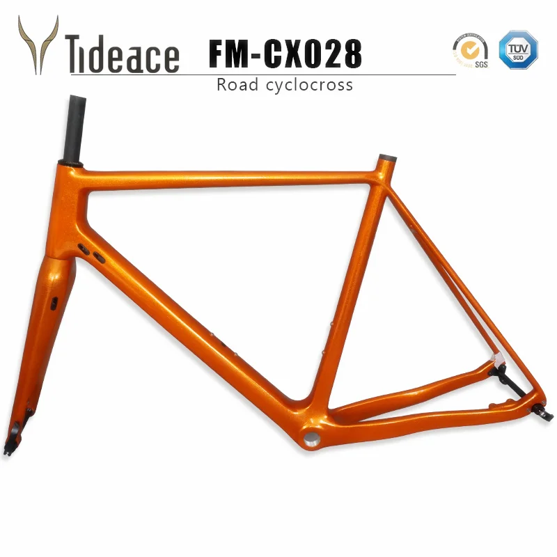 

2019 Tideace Tapered disc brake Di2 Chinese CX Carbon Cyclocross Frame with fork thru axle GRAVEL bike frame max 40C tire