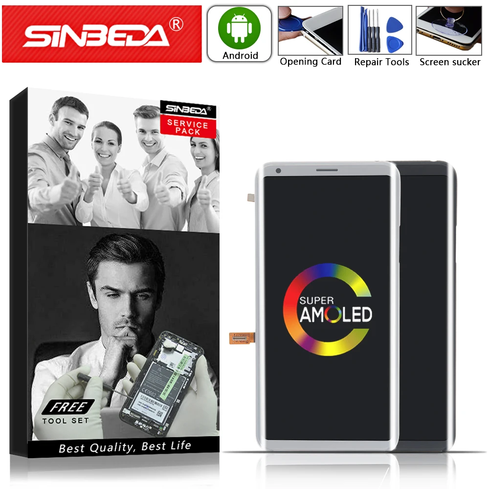ЖК дисплей Sinbeda AMOLED 6 0 дюйма для LG V35 ThinQ сенсорный экран с рамкой и дигитайзером в