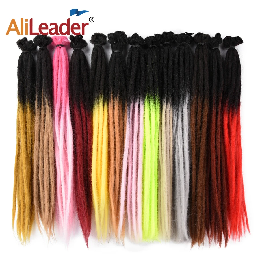 AliLeader 52 Color Handmade 20 Inch Long Crochet Braiding Hair Extensions Pure and Ombre Synthetic Dreadlocks Braids 1 Strands |