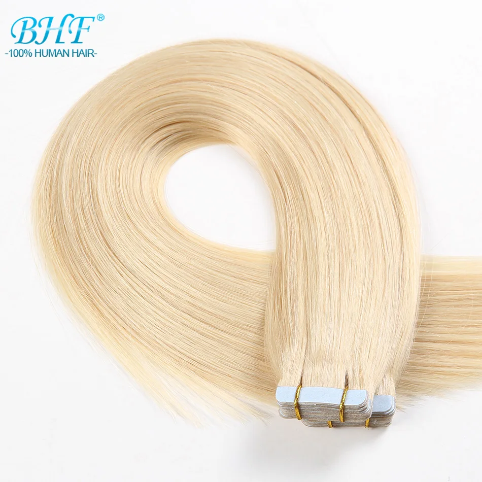 BHF Tape In Human Hair Extensions Double Drawn Tape Hair Extensions Human 20pcs Remy European Straight hair all colors