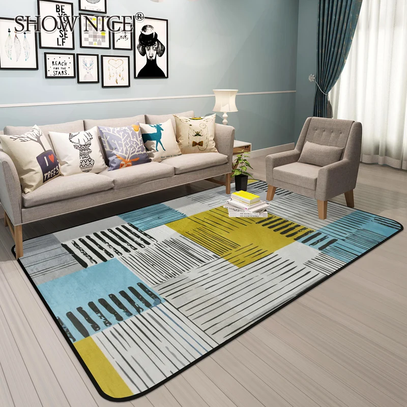 Fashion Stripe Carpets For Living Room Coffee Table Warm large Area Rugs Sofa Bedroom Rectangle Floor Mat Home Decor Soft Carpet