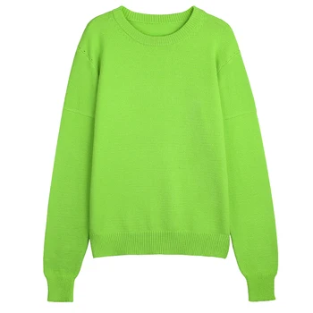 

Christmas Sweater 2019 Fall Autumn Casual Round Neck Long Sleeve Green Sweater Women Basic Brief Knitted Jumper Winter Pullovers