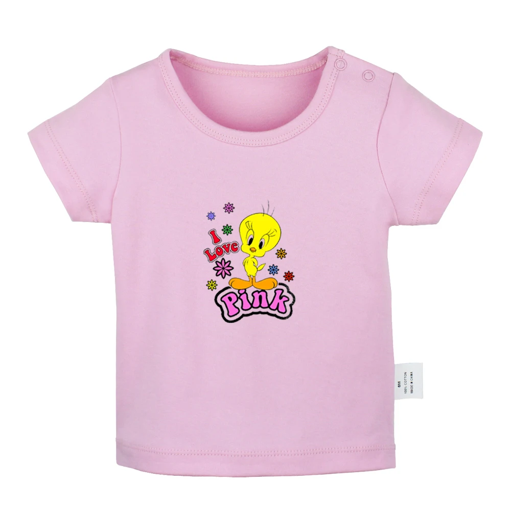 Забавная мультяшная птичка Твити с изображением кота Сильвестра Looney ttes, футболки для новорожденных, одноцветные футболки с короткими рукавами для малышей