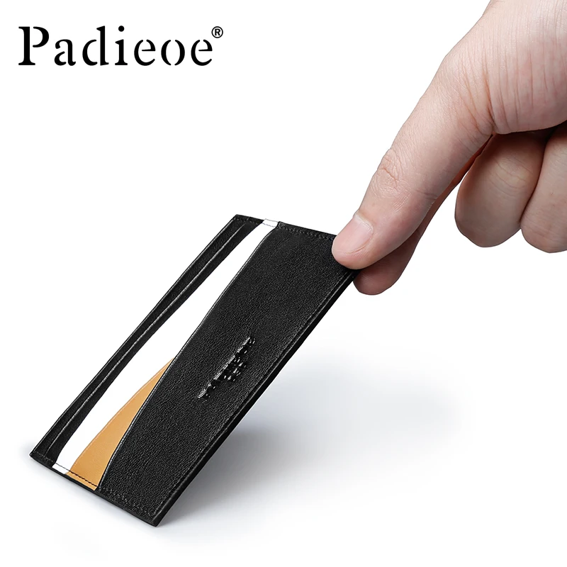 Padieoe, новинка, Мужской Ультра тонкий держатель для карт, известный бренд, мини карман для денег, натуральная кожа, модный держатель для ID, популярные кошельки, кошелек