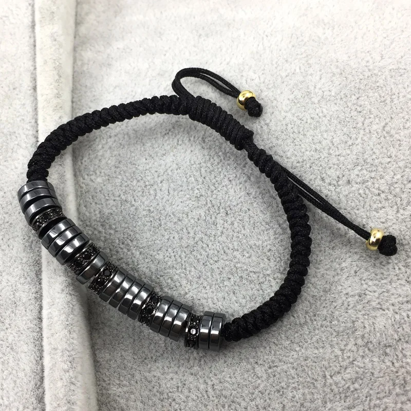 Pohier модные пробки Шарм Для Мужчин's Браслеты Micro Pave CZ бусины Мода мужчин Lucky плетение макраме