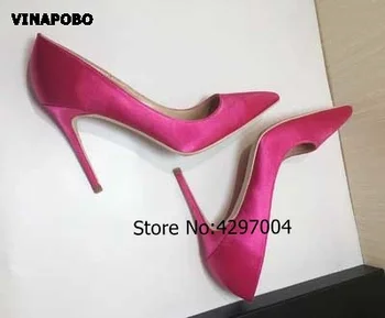 

vinapobo Luxury High Heels Shoes Stiletto Satin Female Pumps Sexy Silk Pointed Toe Spring Elegant High-heeled Women Wedding shoe