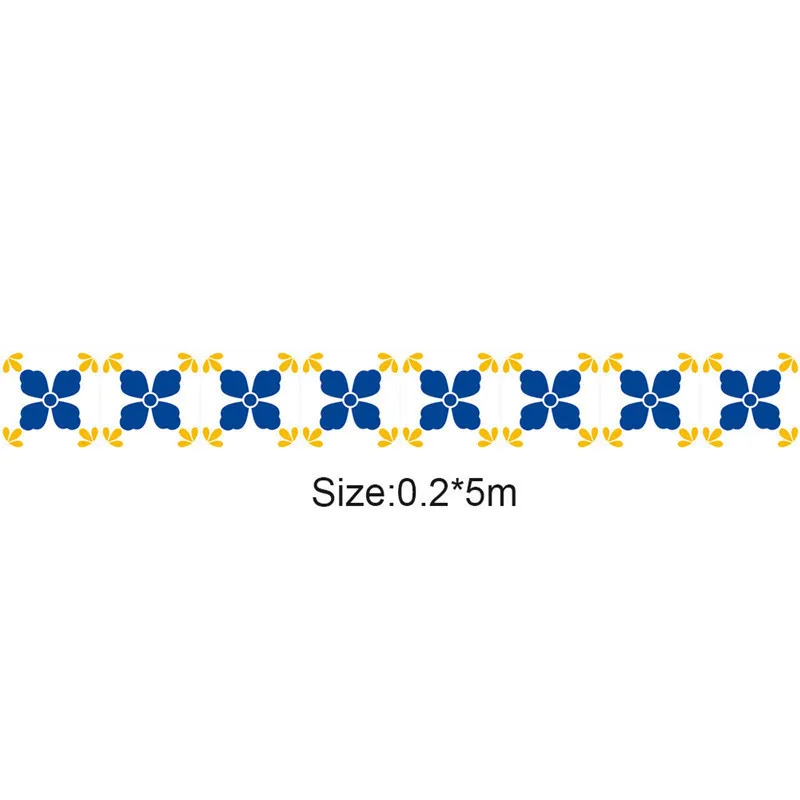 0.2x5m Waterproof Mandala Wall Tiles Stickers Waist Line Kitchen Wall Sticker PVC Adhesive Bathroom Toilet Floor Wallpaper