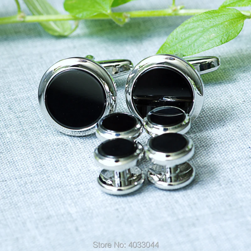 formal shirts men 6pcs black onyx tuxedo cufflinks set cuff links stud for wedding Accessory