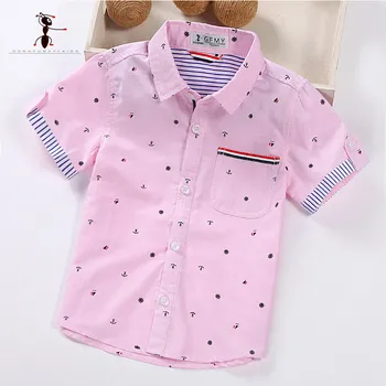 

Kung Fu Ant 2019 Summer Casual Boy's Shirts Short Sleeve Turn-down Collar Camisa Masculina Blouses for 2T-8T Baby Kids Clothes