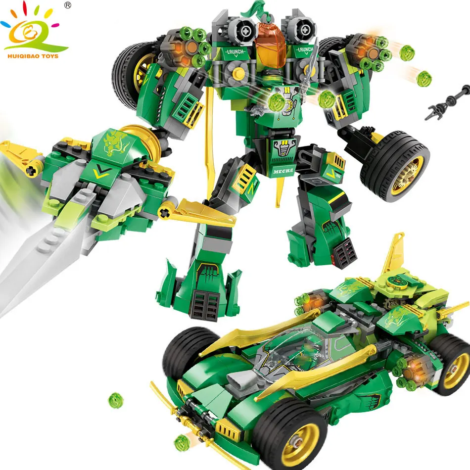 

Transformed Mech Car Building Blocks Compatible Ninjago Armor Robot Figures Dragon Brick Educational Toys for children