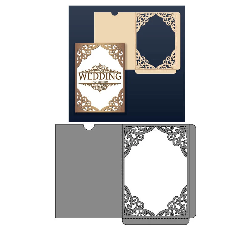  Wedding Invitation Frame Metal Cutting Dies Decorative Scrapbooking Steel Craft Die Cut Embossing P - 32966496064