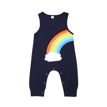 

Infant Baby Girl Kid Romper Rainbow Cotton Romper Sleeveless Playsuit Sunsuit One Piece Clothes Baby Rompers Girl Playsuit 0-24M