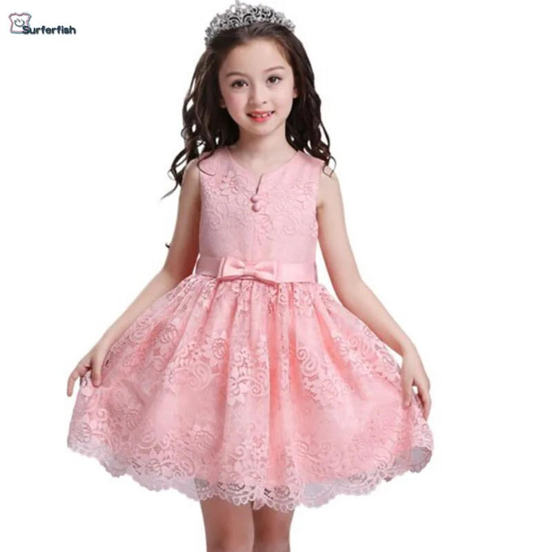 Surferfish детское платье принцессы нарядное платье для девочки, летнее вечернее платье без рукавов Кружевное платье Вечерние ко Дню Святого Валентина платье