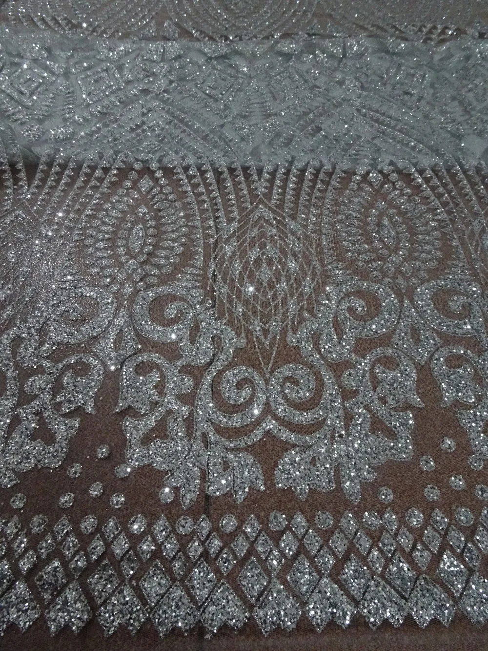 

High Quality S-42088 African Nigerian Tulle Lace Fabric newest design French glitter Lace Fabrics in silver color