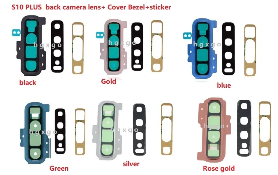 

50sets/lot Rear Back Camera Glass Lens with Cover Bezel Holder sticker glue for Samsung Galaxy S10 Plus S10+