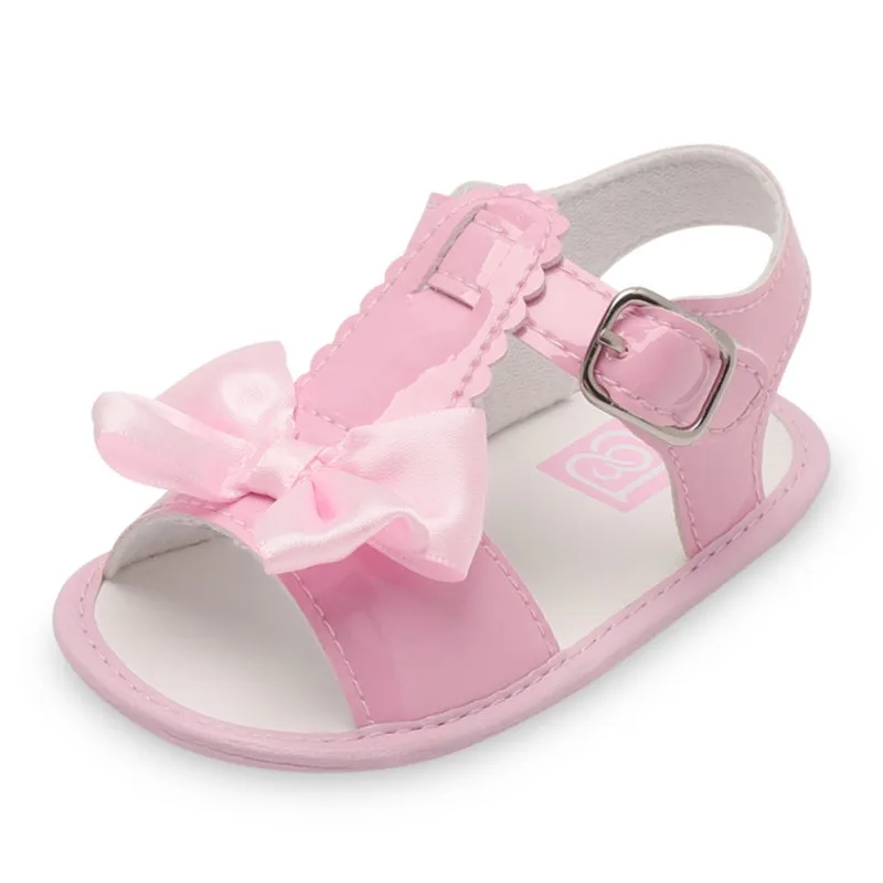 Детская обувь для девочек; Летние сандалии с бантом; искусственная кожа принцесса; Нескользящая дышащая обувь для малышей; модные детские сандалии; мягкая обувь