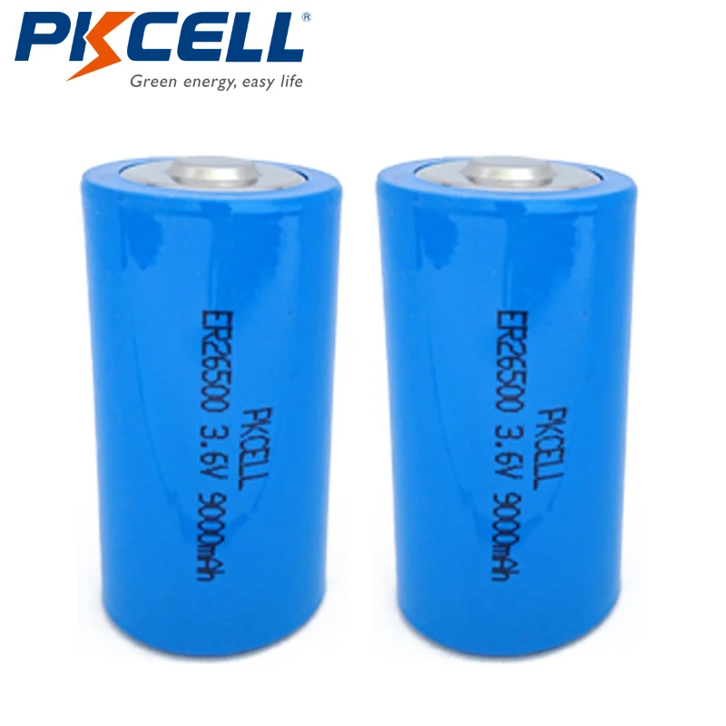 2 шт/PKCELL 3,6 V C размер литиевая батарея ER26500 9000Mah Li-SOCl2 батарея