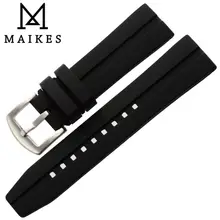 MAIKES Новые 24 мм Ремешки для наручных часов аксессуары силиконовый резиновый ремешок для часов черный браслет для спортивных часов