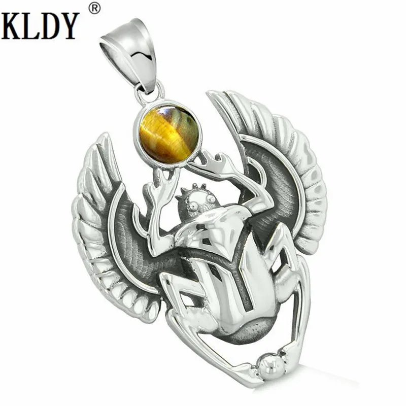 KLDY Punk Amulet Pendant Egyptian Scarab Rebirth Spiritual Life Magic Power red gem stone pendant Necklace Amulet series jewelry