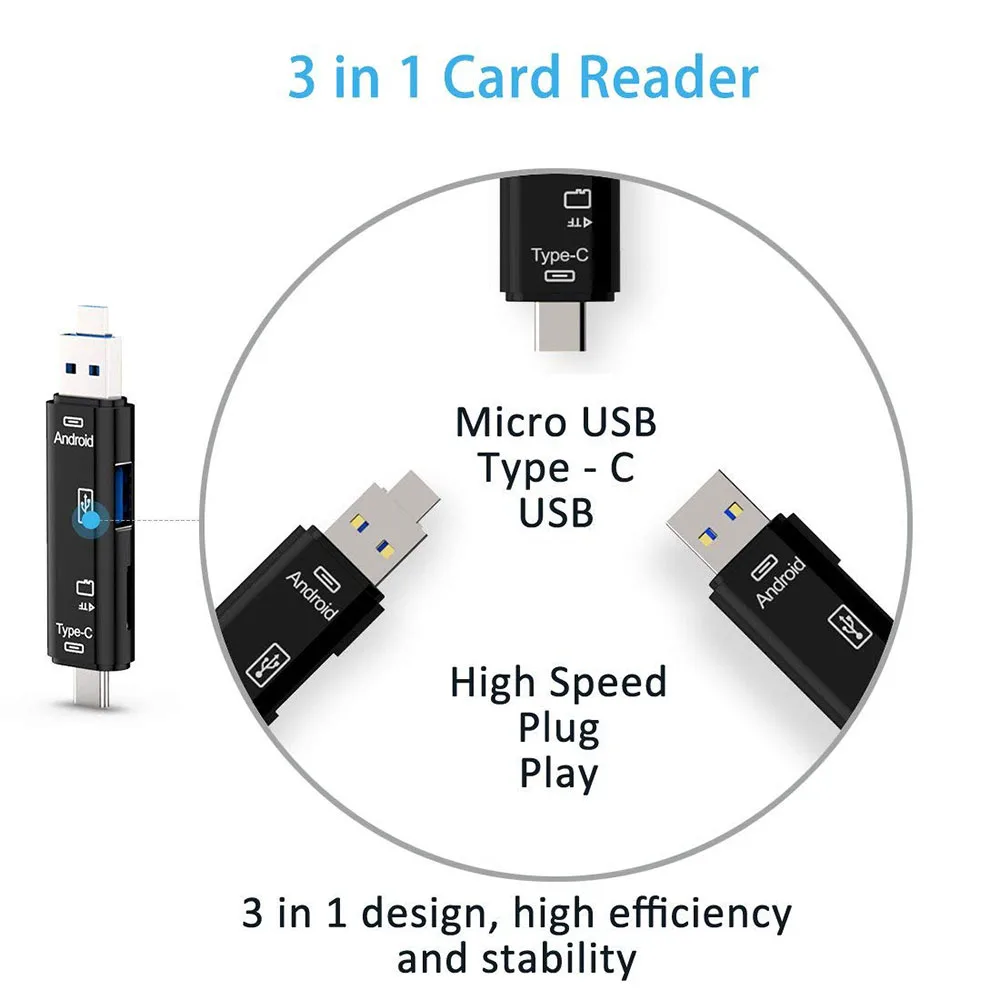 5 в 1 Usb 3,1 кард-ридер высокоскоростной SD TF Micro SD кард-ридер Тип C USB C Micro USB память OTG кард-ридер