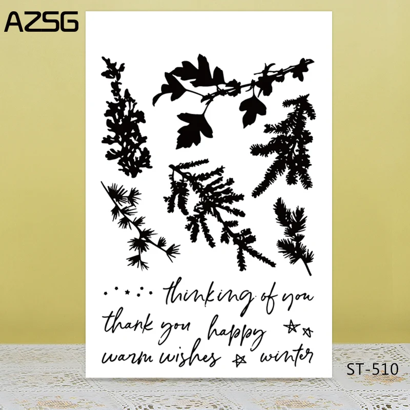 

AZSG Various Pine Leaves Clear Stamps/Seals For DIY Scrapbooking/Card Making/Album Decorative Silicone Stamp Crafts