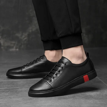 

summer Autumn Sneakers Men Shoes outdoor genuine Leather Men's Casual Shoes Luxury Brand Lace up Male Flat Sneakers shoes L5